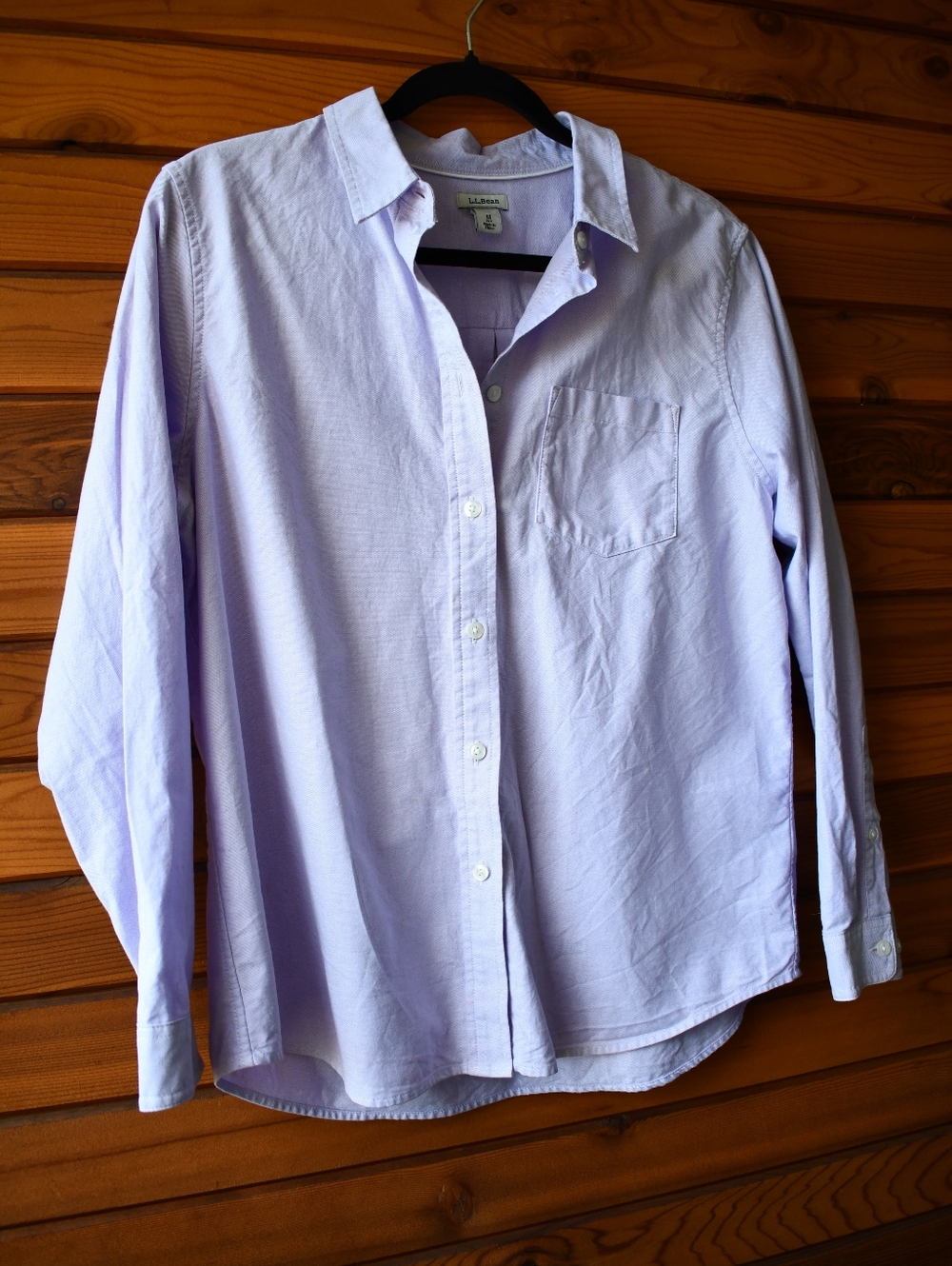 L.L. Bean Womens Lavender 100% Cotton Button Up Top M Petite Preppy